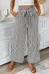 Striped High Waist Tie Front Wide Leg Pants