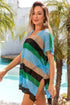 Striped Hollow Out Knit V Neck Tunic Cover Up