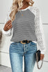 Striped Knit And Lace Raglan Sleeve Top
