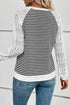 Striped Knit And Lace Raglan Sleeve Top