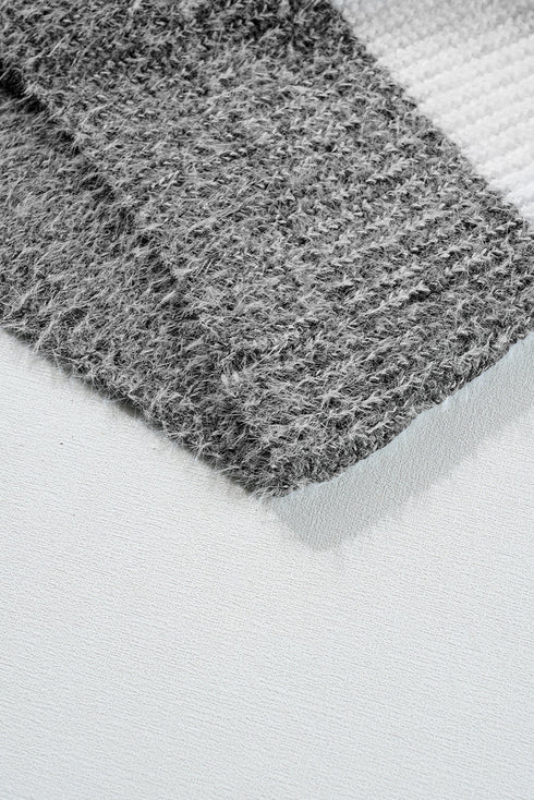 Striped Knit Boat Neck Balloon Sleeve Sweater Dress