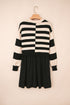Striped Knit Bodice Mixed Media Mini Dress