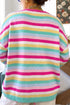 Striped Knit Drop Shoulder Open Front Long Sleeve Cardigan