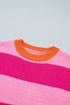 Striped Knit Drop Shoulder Relaxed Fit Sweater