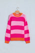 Striped Knit Drop Shoulder Relaxed Fit Sweater