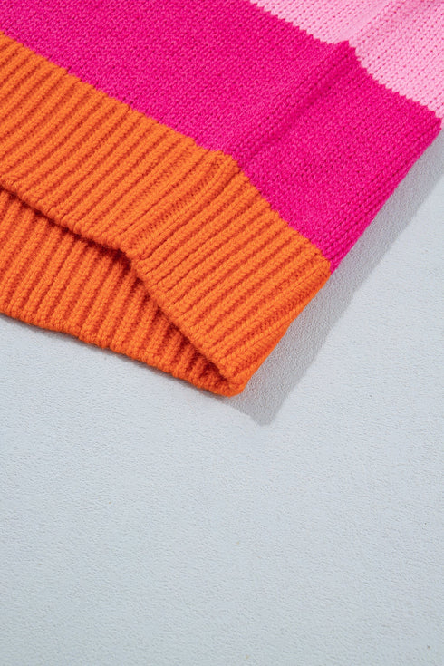 Striped Knit Drop Shoulder Relaxed Fit Sweater