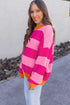 Striped Knit Drop Shoulder Relaxed Fit Sweater