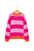 Striped Knit Drop Shoulder Relaxed Fit Sweater