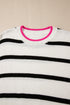 Striped Knit Relaxed Fit Detailed Trim Sweater