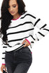 Striped Knit Relaxed Fit Detailed Trim Sweater