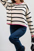 Striped Knit Relaxed Fit Detailed Trim Sweater