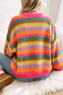 Striped Knit Round Neck Puff Sleeve Sweater