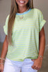 Striped Knit Round Neck Short Sleeve Shift T-Shirt