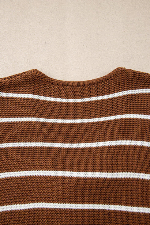 Striped Knit Tie Front Long Sleeve Cardigan