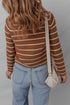 Striped Knit Tie Front Long Sleeve Cardigan