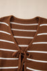 Striped Knit Tie Front Long Sleeve Cardigan