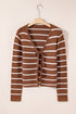 Striped Knit Tie Front Long Sleeve Cardigan