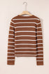 Striped Knit Tie Front Long Sleeve Cardigan