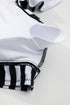 Striped Knot Cutout Ruffle Sleeve High Waisted Swimsuit