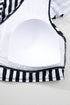 Striped Knot Cutout Ruffle Sleeve High Waisted Swimsuit