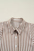 Striped Knot Waist Puff Sleeve Button Down Mini Dress