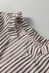 Striped Knotted Cuff V Neck Long Sleeve Blouse