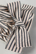Striped Knotted Cuff V Neck Long Sleeve Blouse