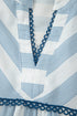 Striped Lace Detail Ruffle Trim A Line Maxi Dress