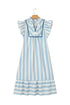 Striped Lace Detail Ruffle Trim A Line Maxi Dress