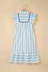 Striped Lace Detail Ruffle Trim A Line Maxi Dress
