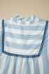 Striped Lace Detail Ruffle Trim A Line Maxi Dress
