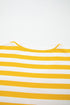 Striped Lace Patchwork V Neck Cotton Long Sleeve Top