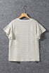 Striped Lace Splicing Ruffle Sleeve Knit T-Shirt