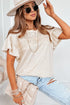 Striped Lace Splicing Ruffle Sleeve Knit T-Shirt