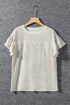 Striped Lace Splicing Ruffle Sleeve Knit T-Shirt