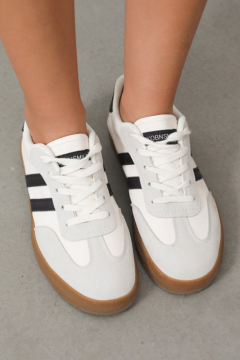 Striped Lace Up Patchwork Low Top Sneakers