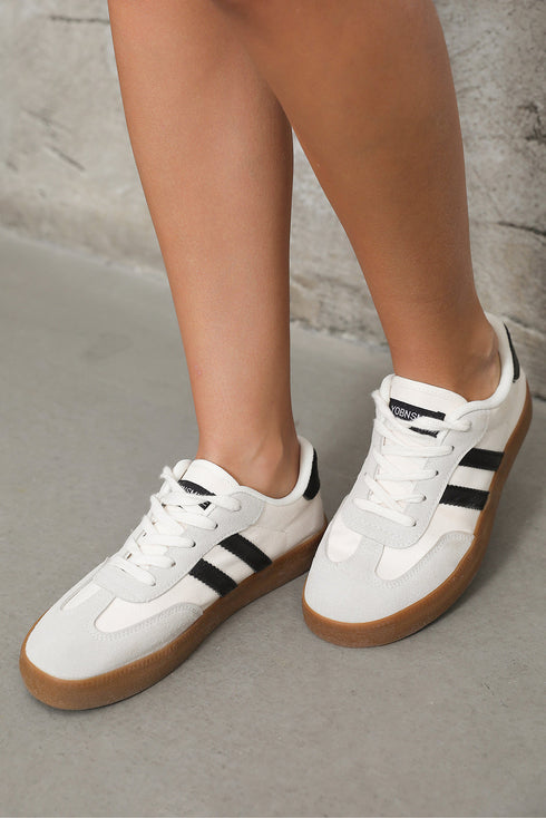 Striped Lace Up Patchwork Low Top Sneakers