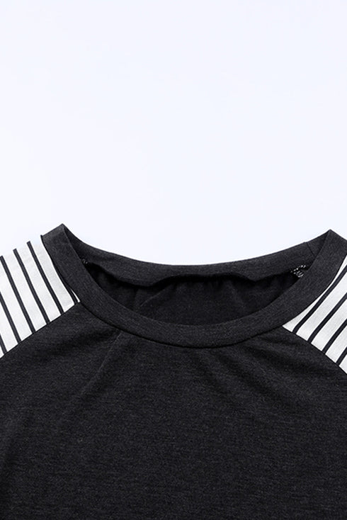 Striped Leopard Patchwork Long Sleeve Mini Dress