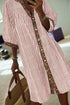 Striped Leopard Patchwork Western Bracelet Sleeve Shirt Mini Dress