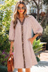 Striped Leopard Patchwork Western Bracelet Sleeve Shirt Mini Dress