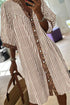 Striped Leopard Patchwork Western Bracelet Sleeve Shirt Mini Dress