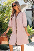 Striped Leopard Patchwork Western Bracelet Sleeve Shirt Mini Dress