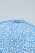 Striped Leopard Print V Neckline Half Sleeve Western Blouse