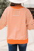 Striped Leopard Pumpkin Graphic Print Pullover Sweatshirt
