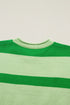 Striped Letter Print Featured Graphic Knit Short Sleeve Sweater