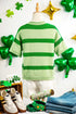Striped Letter Print Featured Graphic Knit Short Sleeve Sweater
