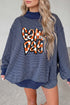 Striped Letter Print Long Sleeve Graphic Short Set