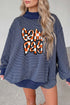 Striped Letter Print Long Sleeve Graphic Short Set