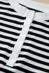 Striped Long Sleeve Button Collared Knit Pullover
