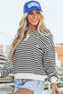 Striped Long Sleeve Button Collared Knit Pullover